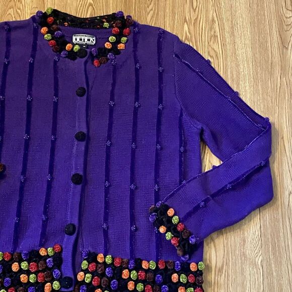 Berek 2 Sweater Purple 3 D Effects And Pom Poms Takako Saxon Lovely Sz M - Picture 7 of 16